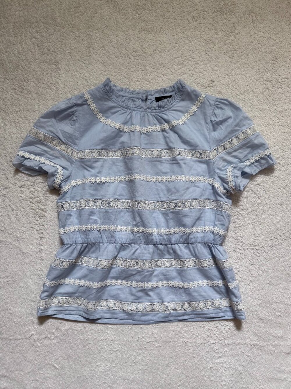 J. Crew Blue Lace Trim Blouse